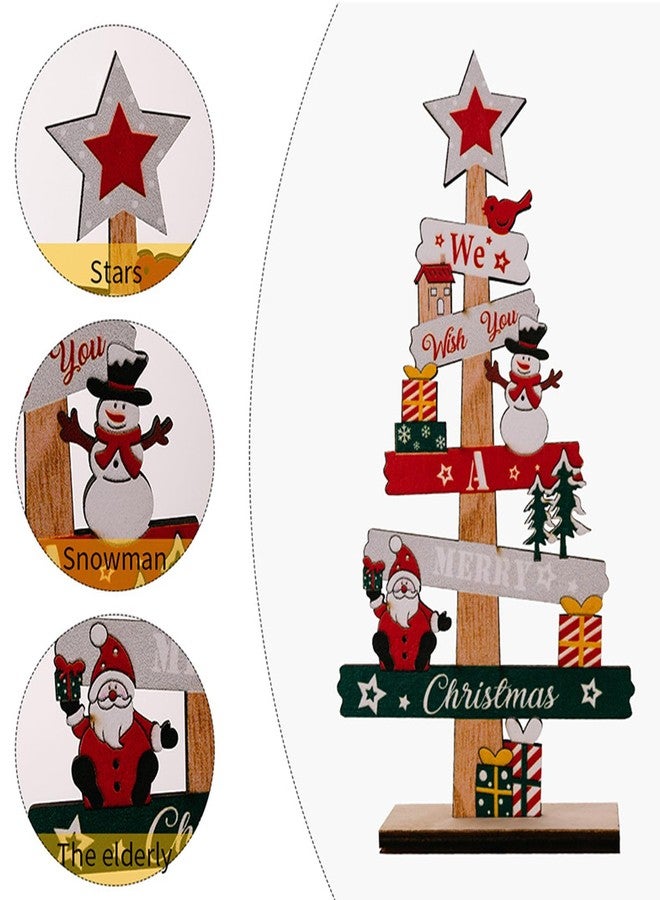 Anikoocory Set of 2 Christmas Tabletop Decorations, Wooden Christmas Gnome, Tree, Snowman for Centerpiece Tiered Tray Xmas Ornaments Home Office Desk Decor - Image 3